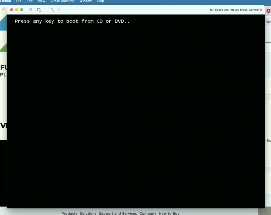 Pantalla Press any key to boot from CD or DVD