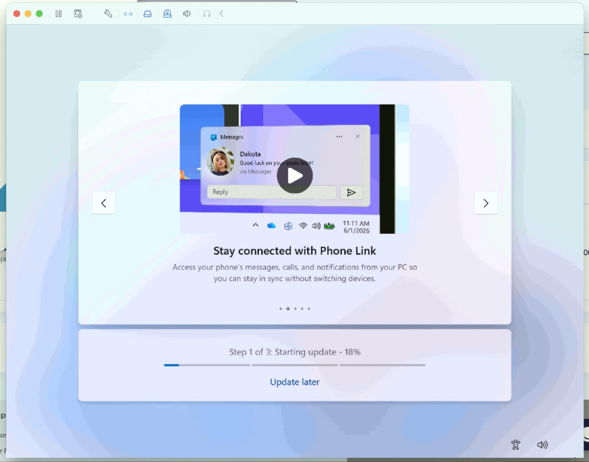 Proceso de configuración de Windows con barra de progreso